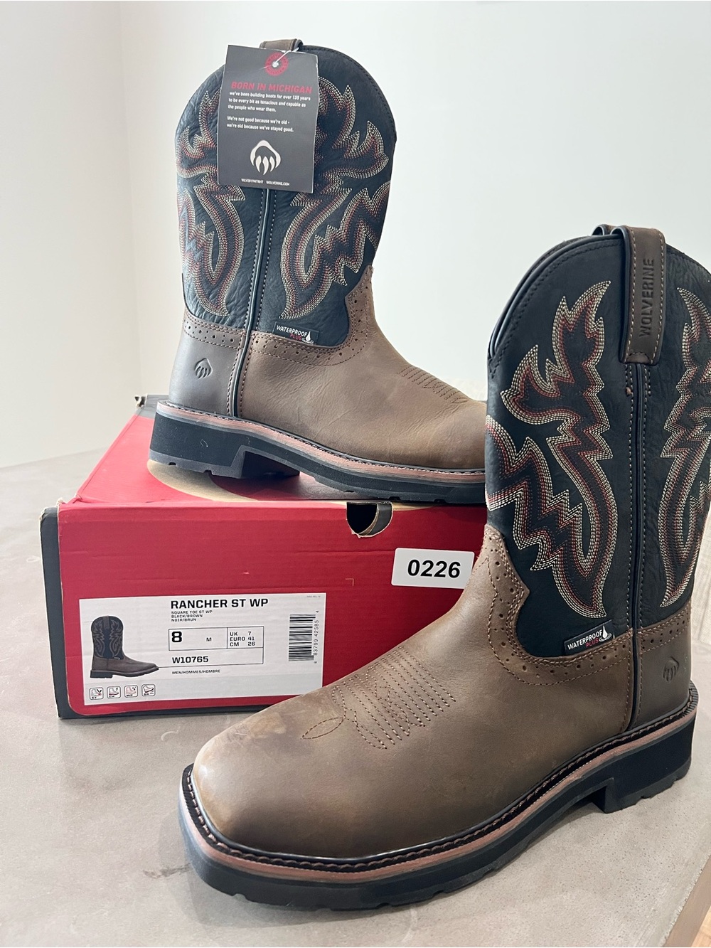 Wolverine Rancher Square Steel Toe Waterproof Work Boot- Men’s Size 8